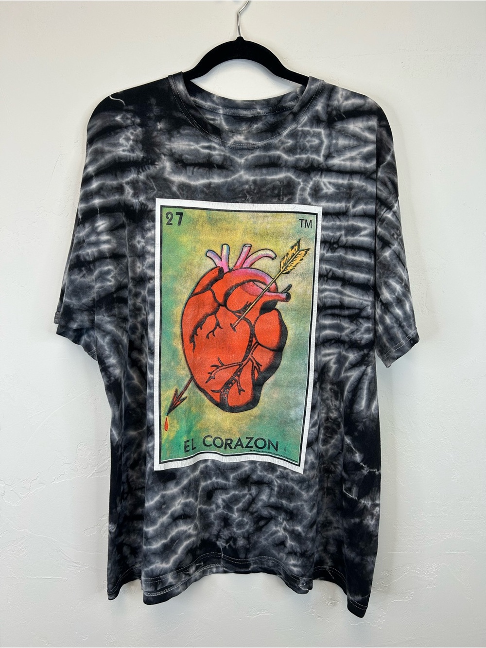 Skater Tie Dye El Corazon Red Heart Graphic Tee Rocker Emo Size‎ L Goth Tarot